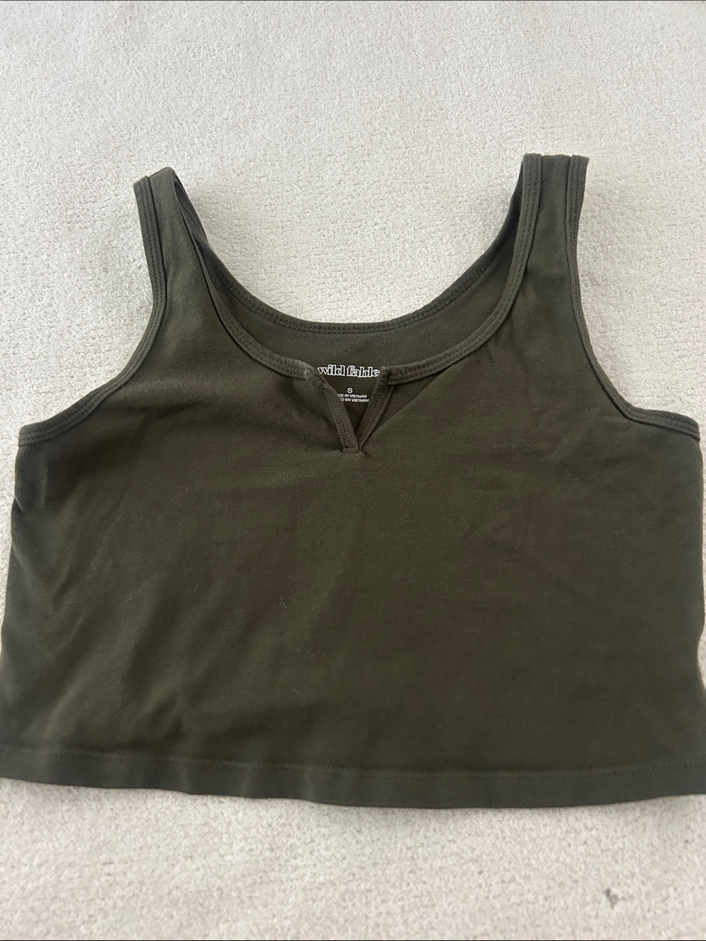 wild fable Olive Green Cropped Tank with V-Notch
